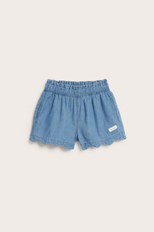 Kids blue woven denim shorts