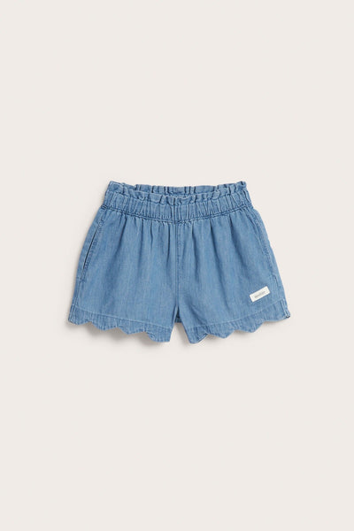 Kids blue woven denim shorts
