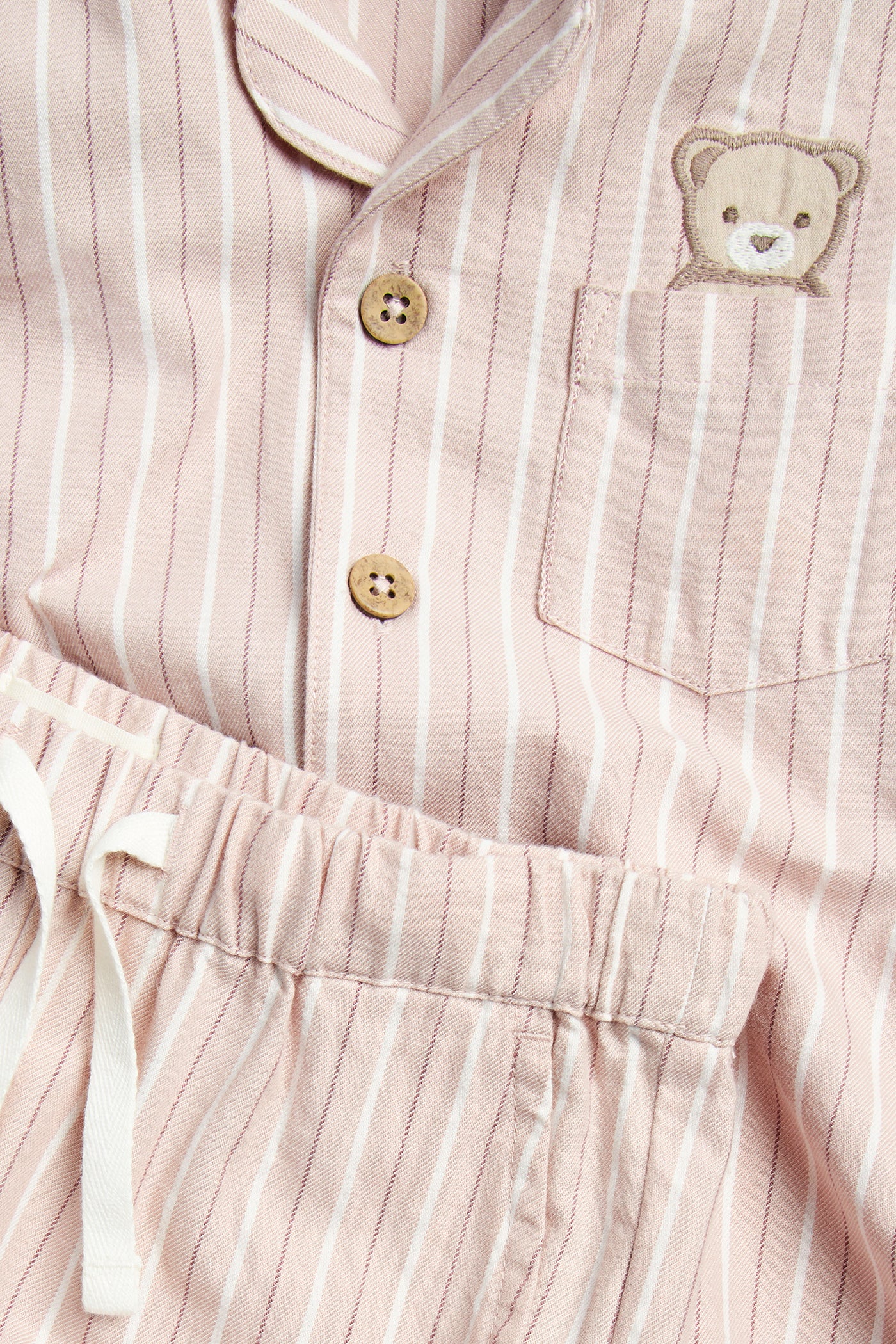 Baby & kids pink striped teddy bear pyjamas