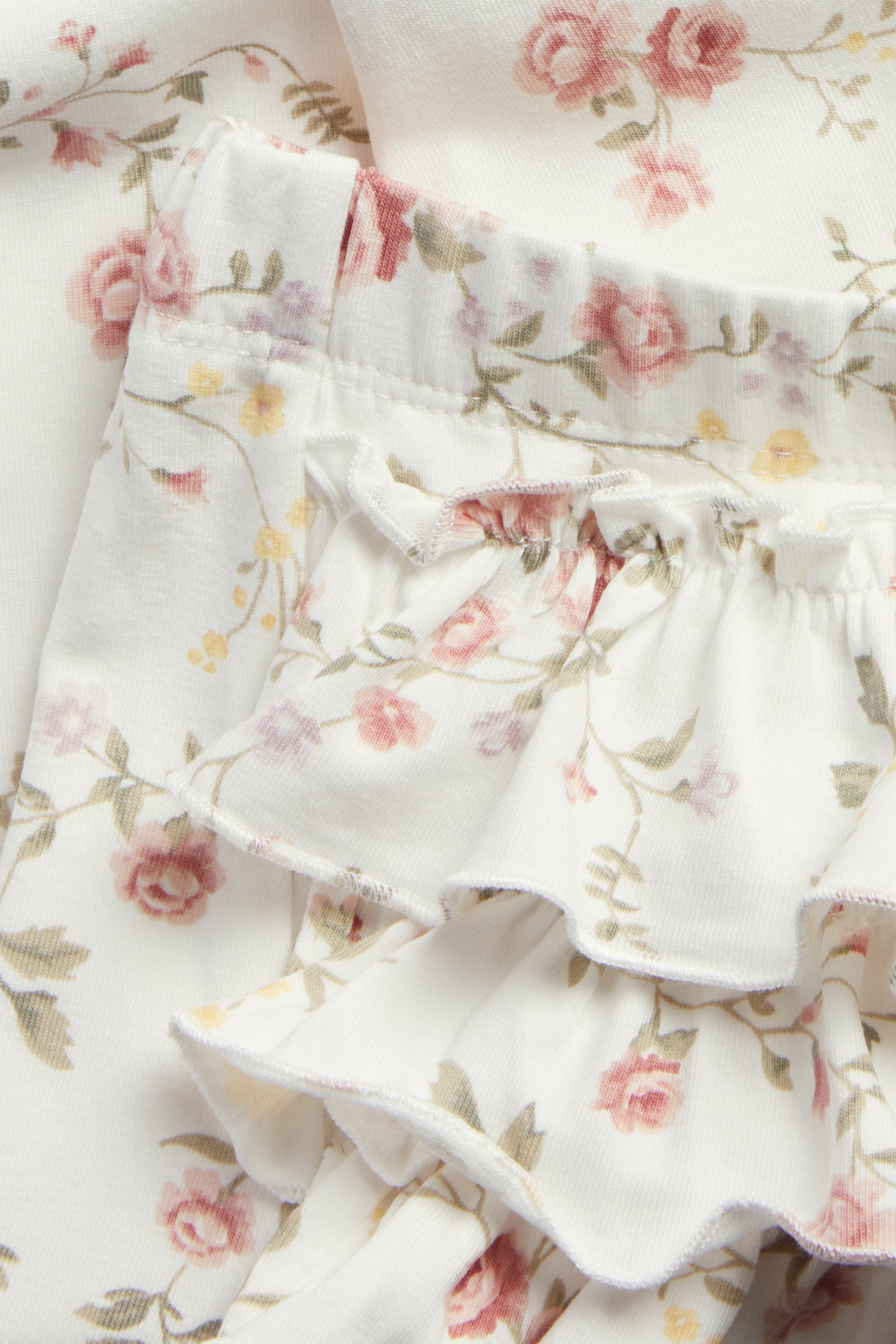 Baby white floral leggings with ruffles