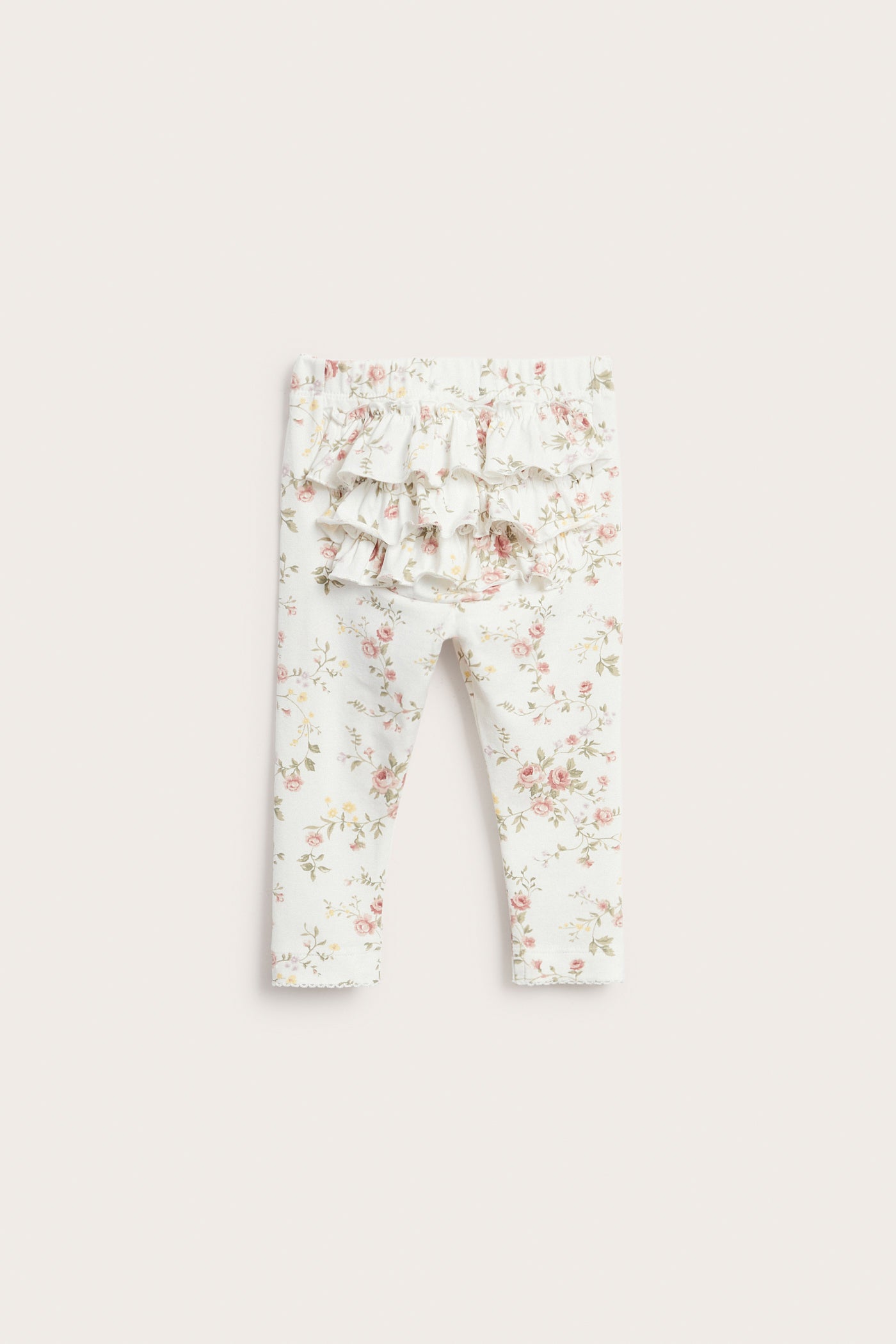 Baby white floral leggings with ruffles