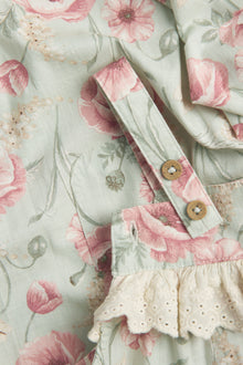 Baby green floral dungarees