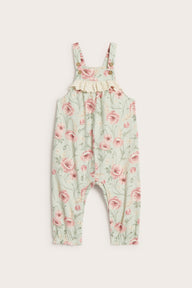 Baby green floral dungarees
