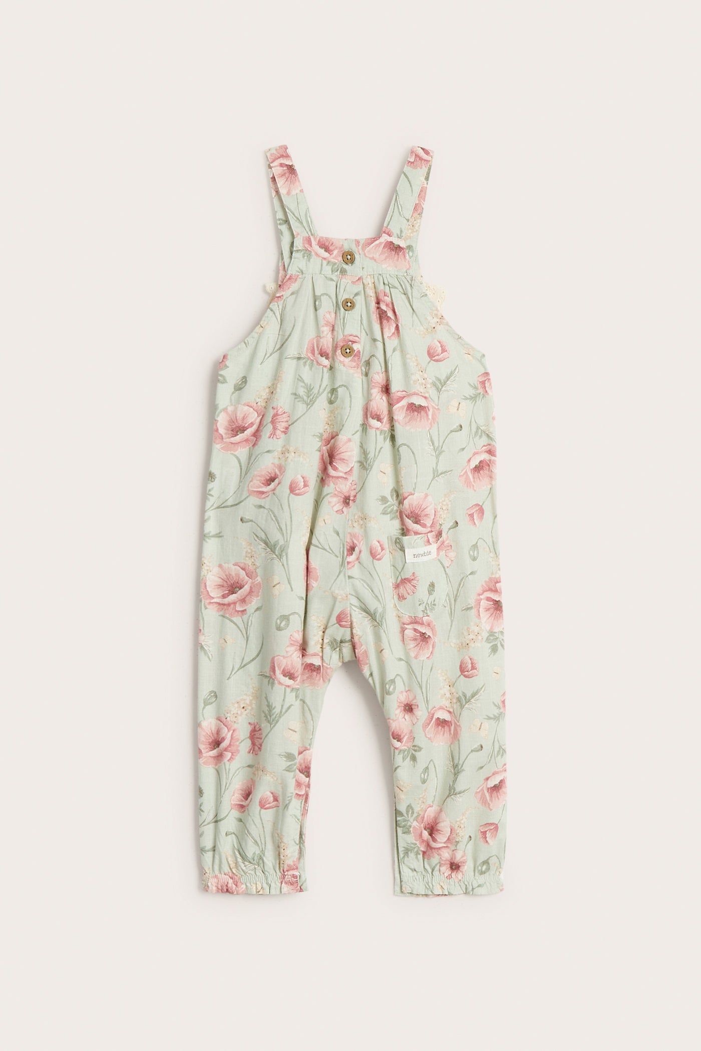 Baby green floral dungarees
