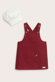 Kids’ red apron with baker’s hat