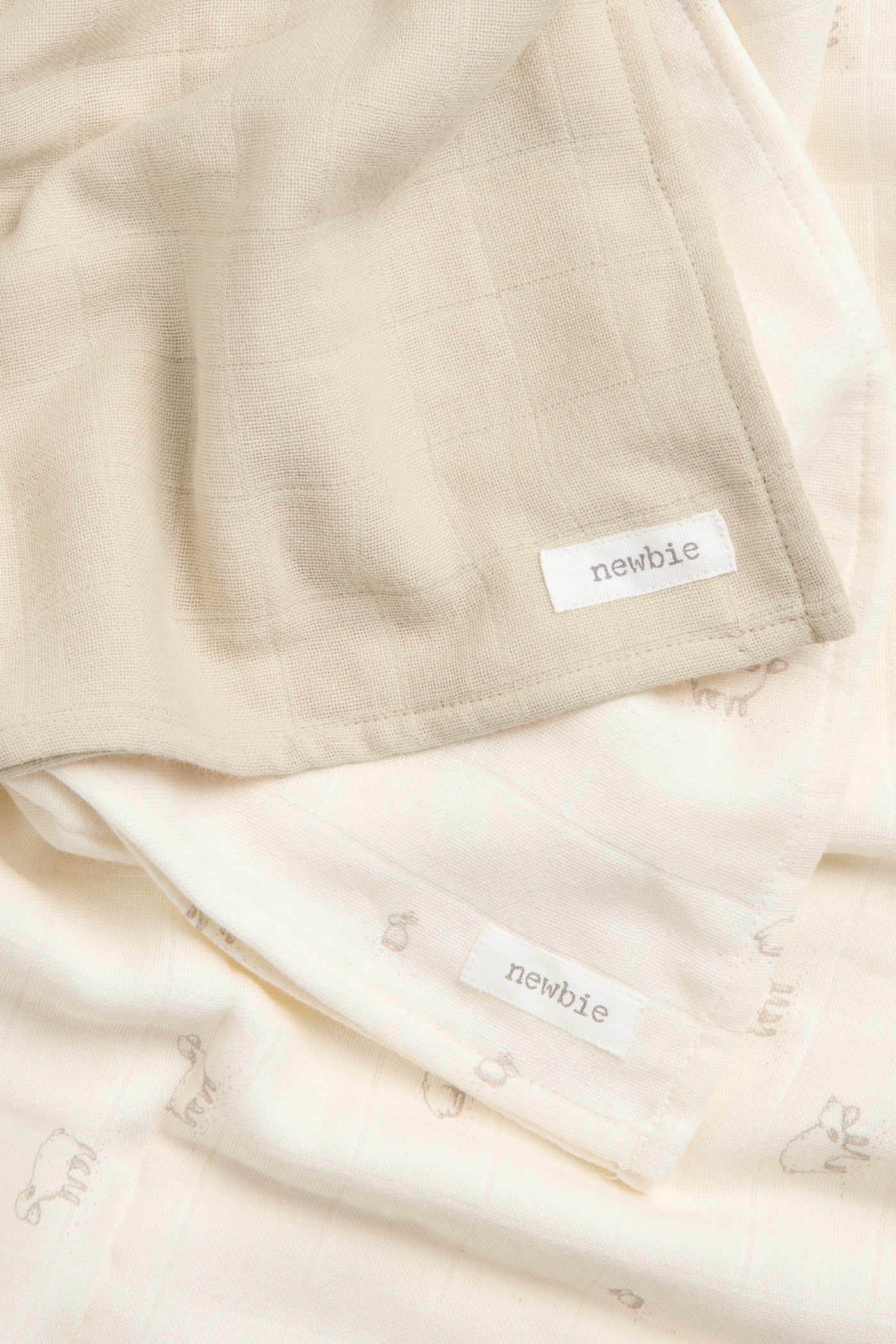 Baby white muslin lamb blankets, 2-pack