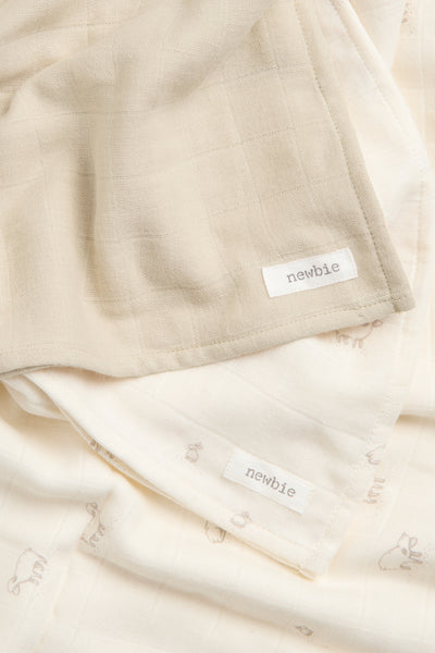 Baby white muslin lamb blankets, 2-pack