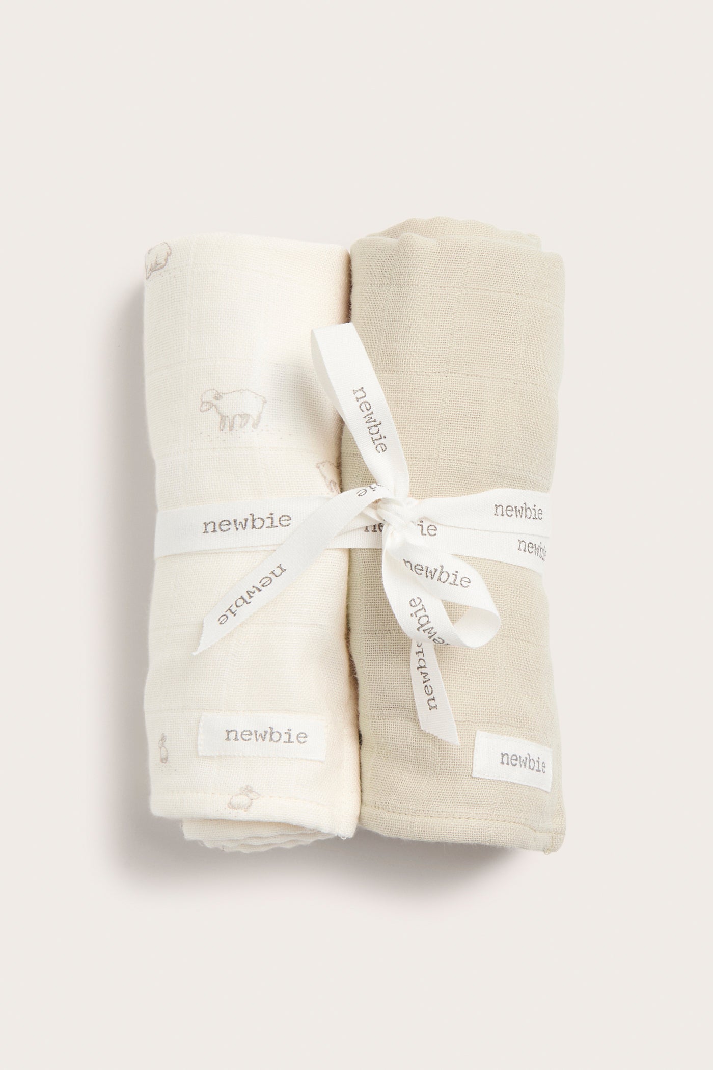 Baby white muslin lamb blankets, 2-pack