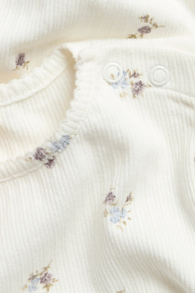 Baby white floral ribbed bodysuit