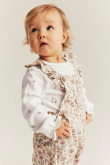 Baby white floral ribbed bodysuit