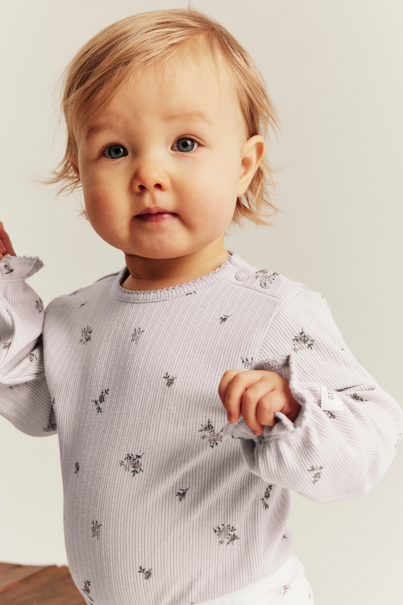 Baby purple floral ribbed bodysuit