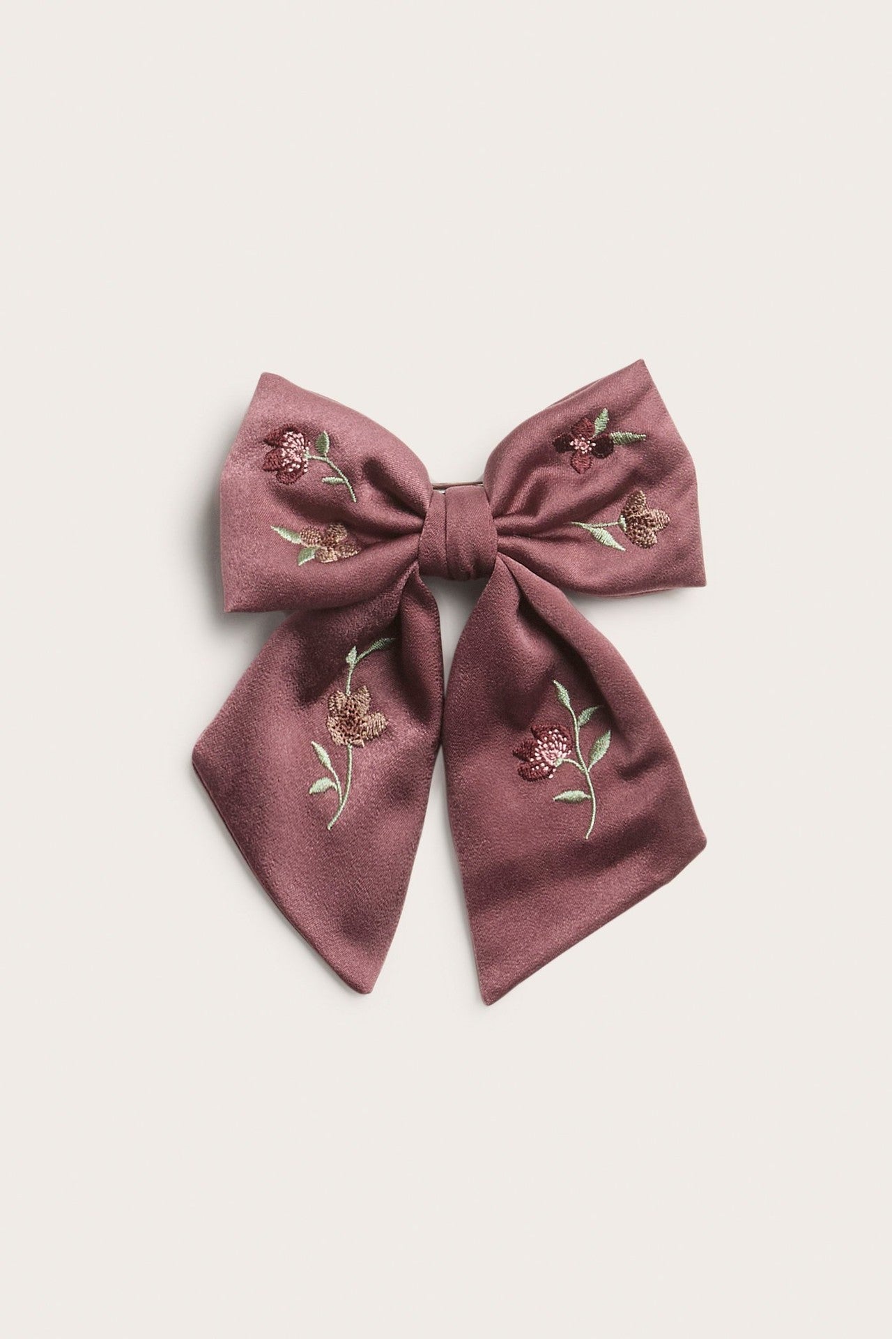 Kids pink floral satin hair-clip bow
