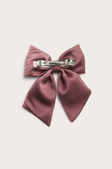 Kids pink floral satin hair-clip bow