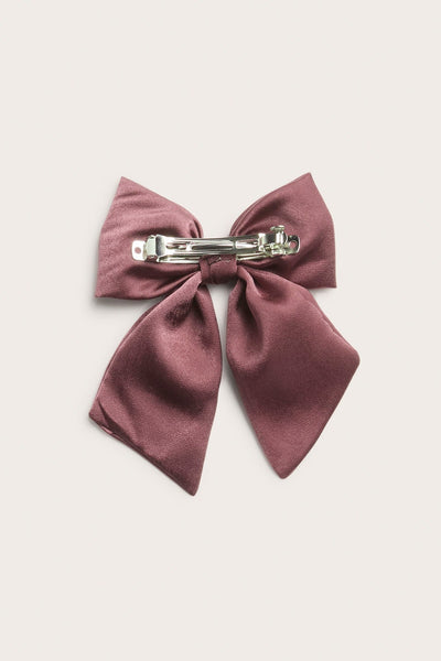 Kids pink floral satin hair-clip bow