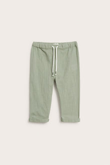 Baby green textured woven trousers