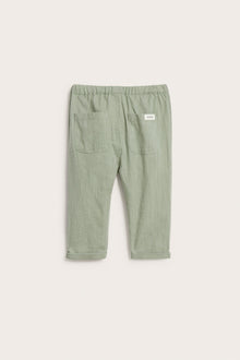 Baby green textured woven trousers