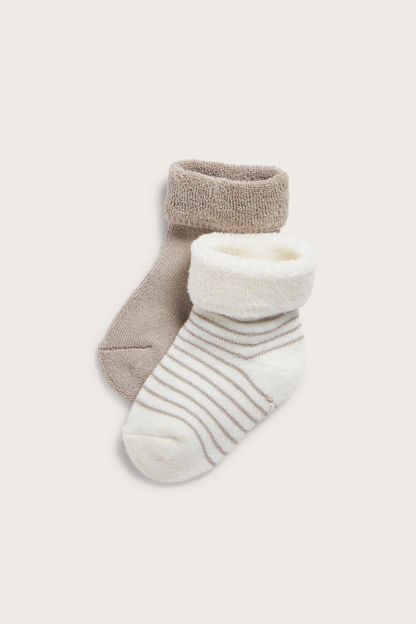 Baby beige/white socks 2pk