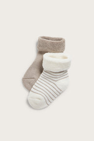Baby beige/white socks 2pk