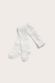 Baby white pattern-knit tights