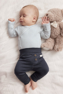 Baby blue striped wrap bodysuit