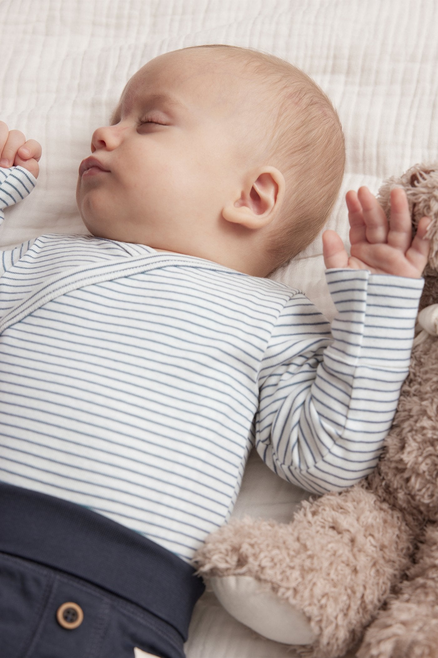 Baby blue striped wrap bodysuit