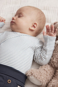 Baby blue striped wrap bodysuit