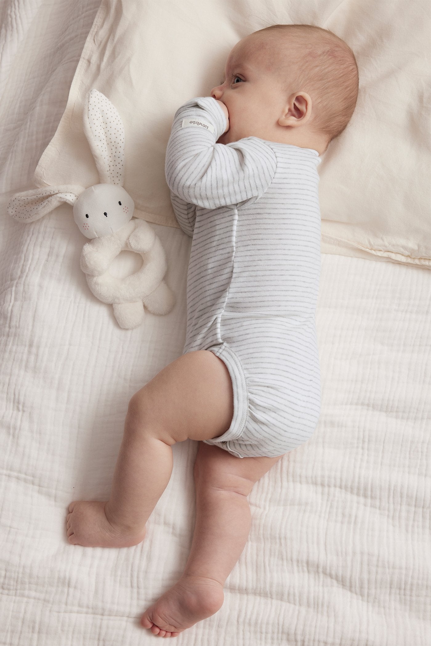 Baby grey striped wrap bodysuit