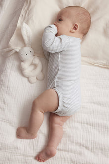 Baby grey striped wrap bodysuit