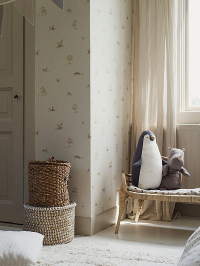 Little Fox beige wallpaper