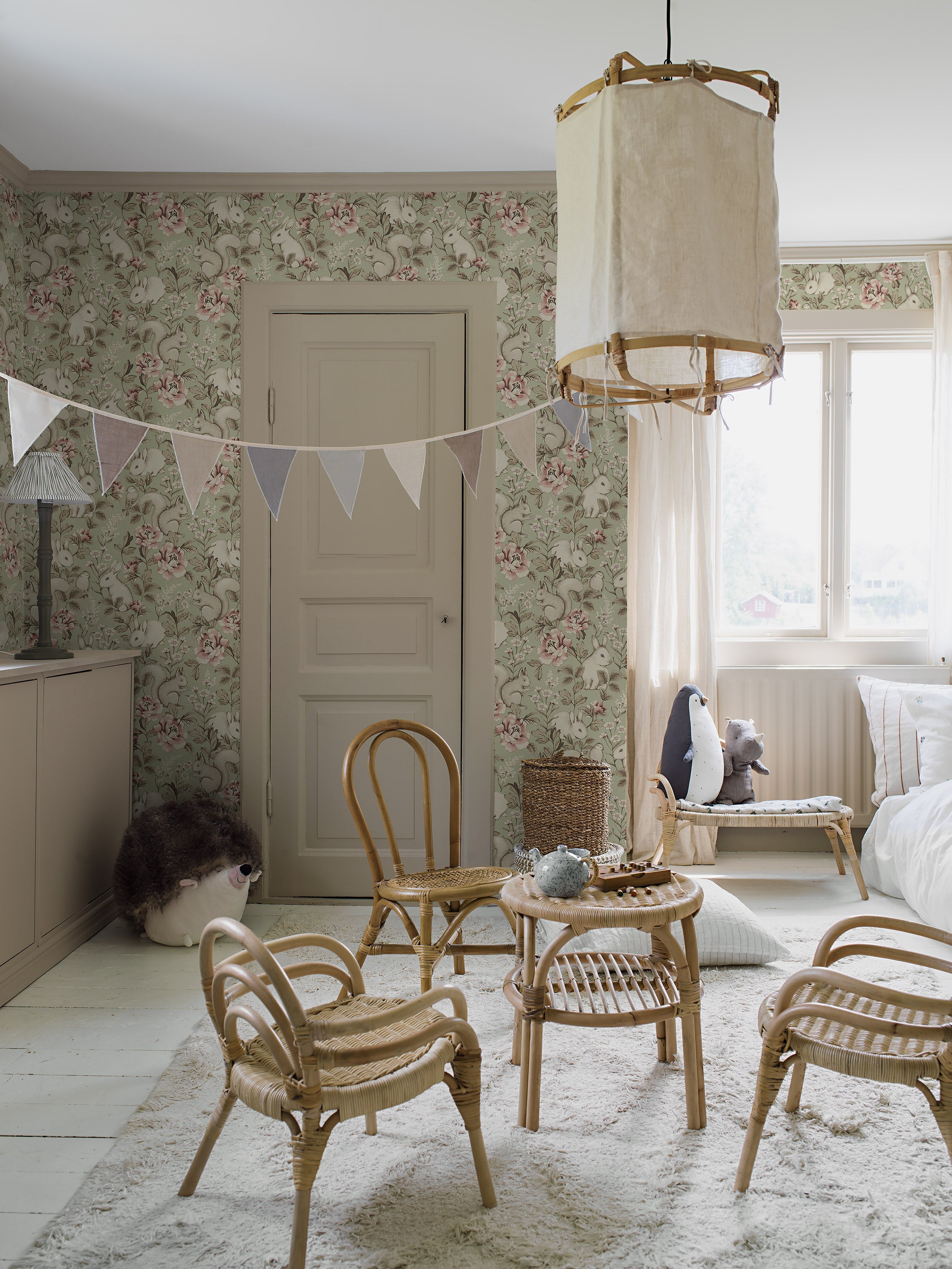 Magic Forest green animal wallpaper