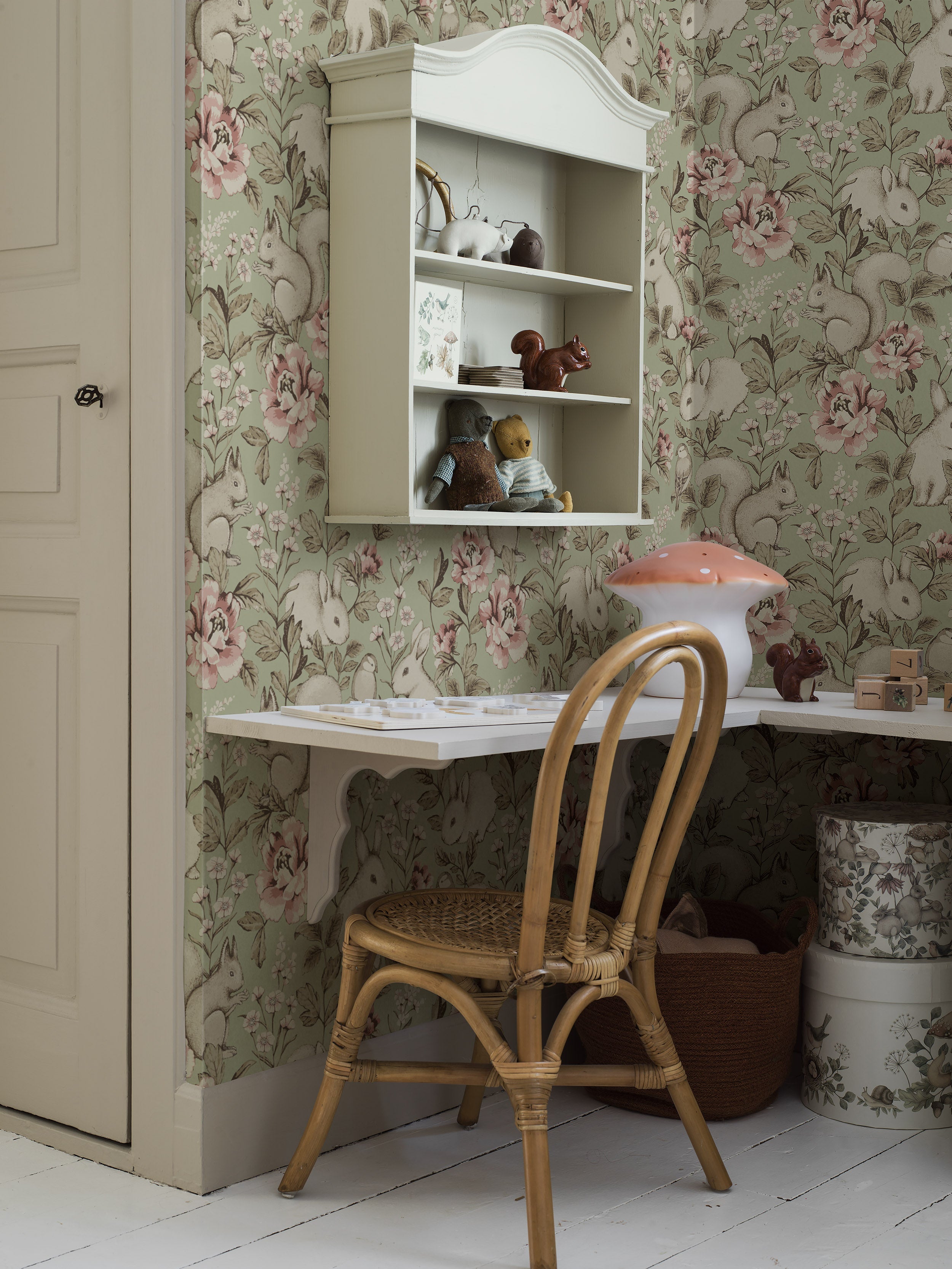 Magic Forest green animal wallpaper