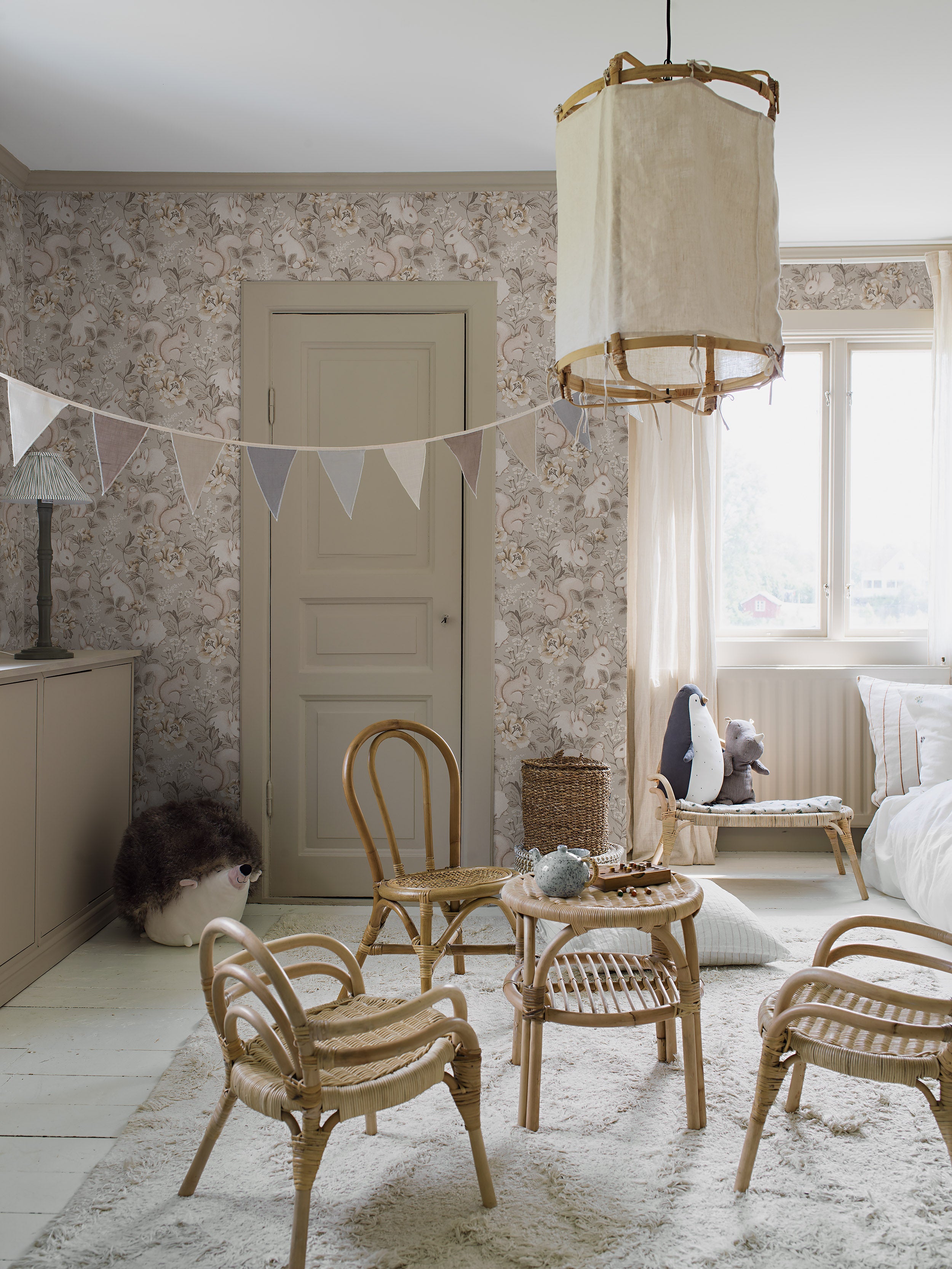 Magic Forest beige animal wallpaper