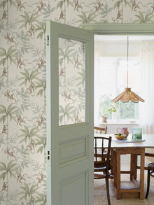 Jungle Friends white monkey wallpaper