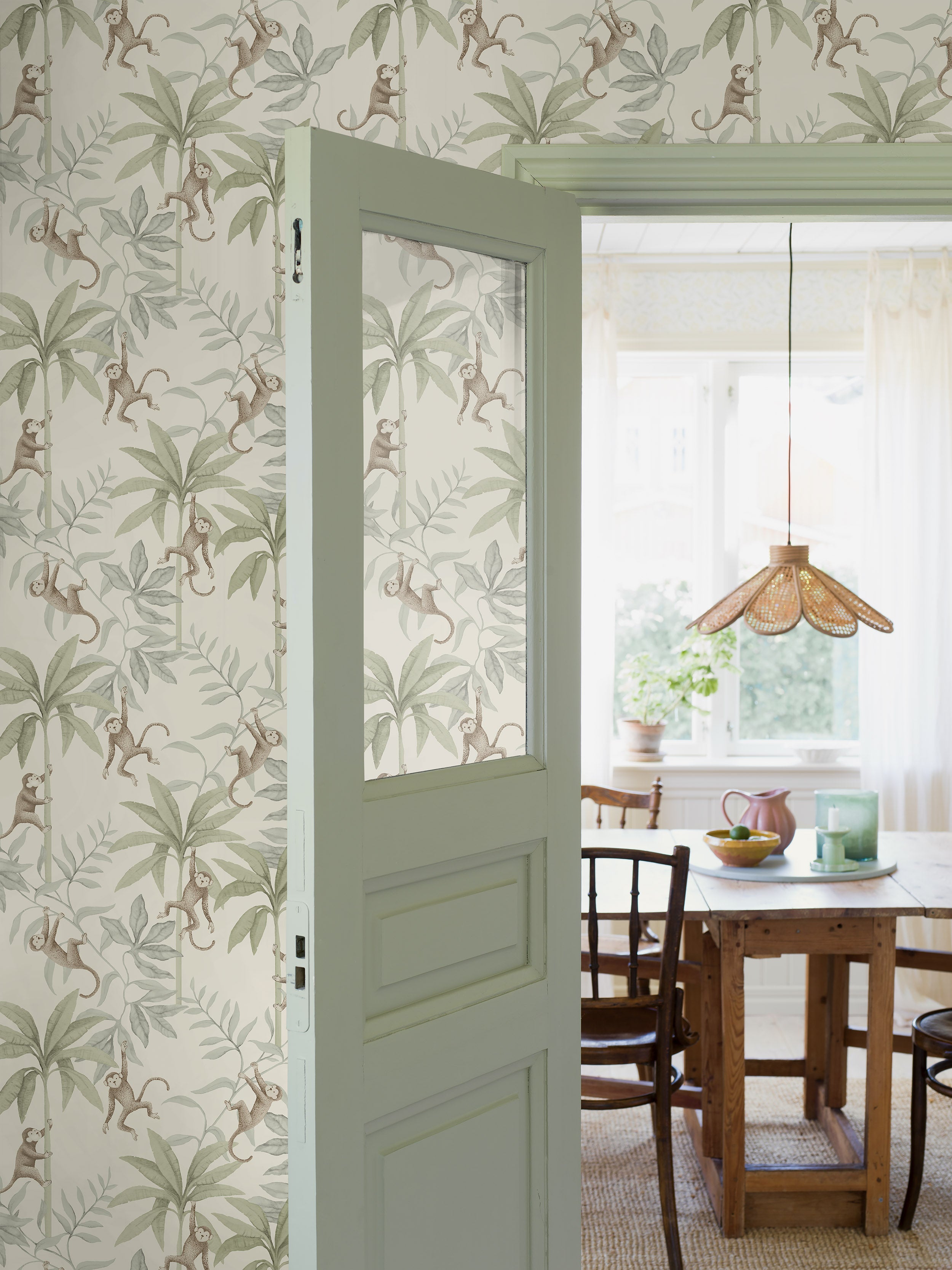 Jungle Friends white monkey wallpaper