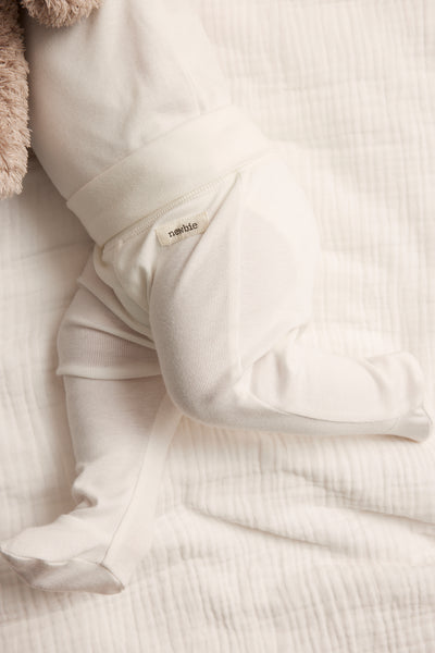 Baby white basic tights with feet