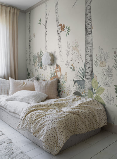 Magic Forest Mural coral wallpaper