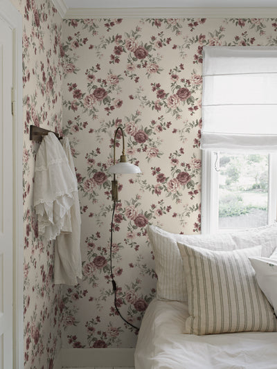 Nomi white floral wallpaper