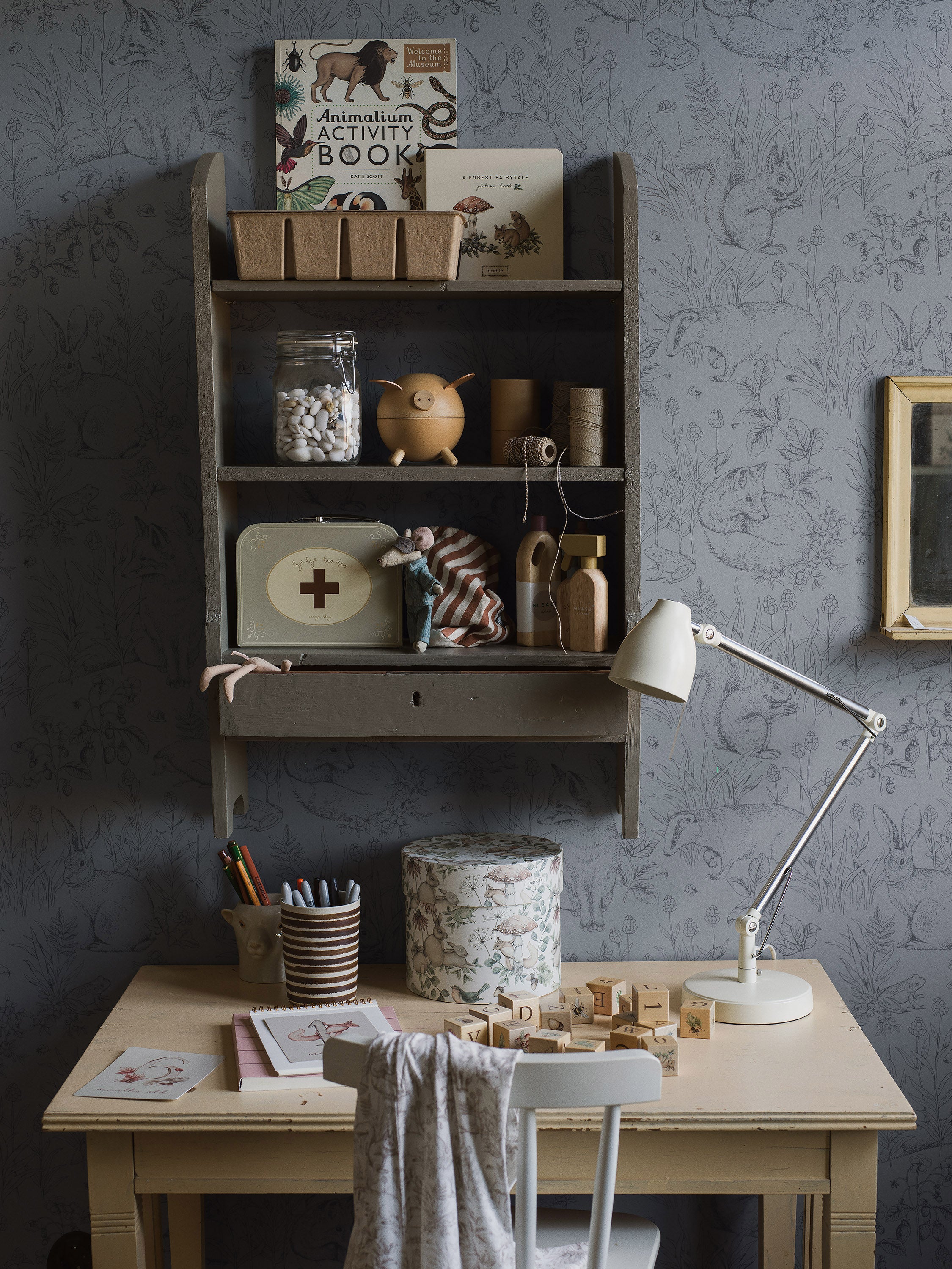 Forest Friends blue wallpaper