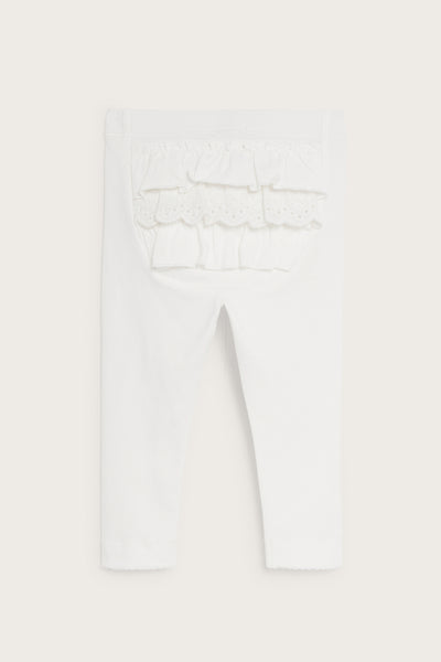 Baby white leggings with ruffles