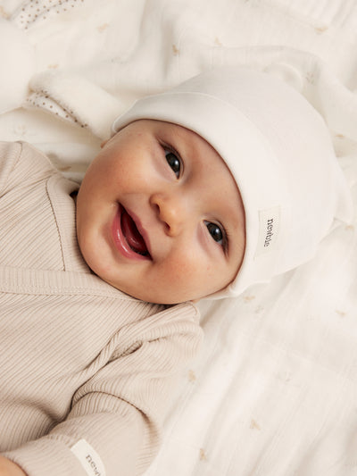 Baby white beanie with ears