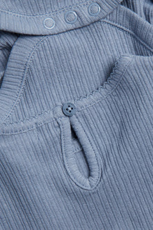 Baby blue bodysuit with short puff sleeves