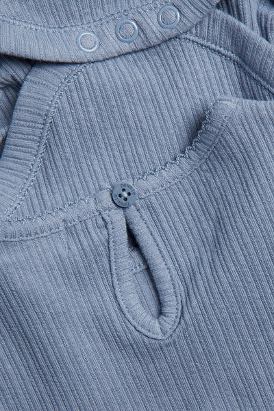 Baby blue bodysuit with short puff sleeves