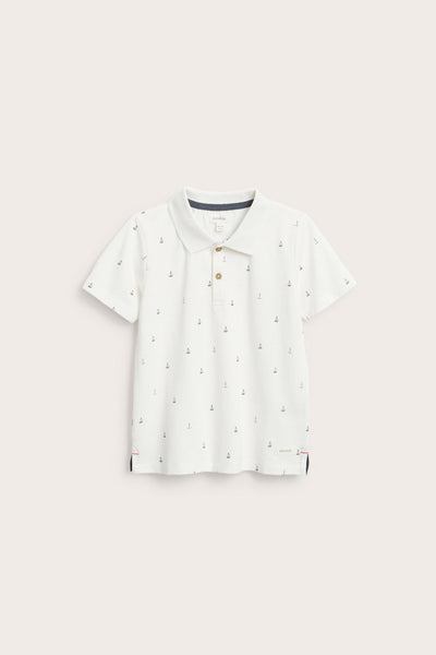 Kids short-sleeved polo shirt with sailboats