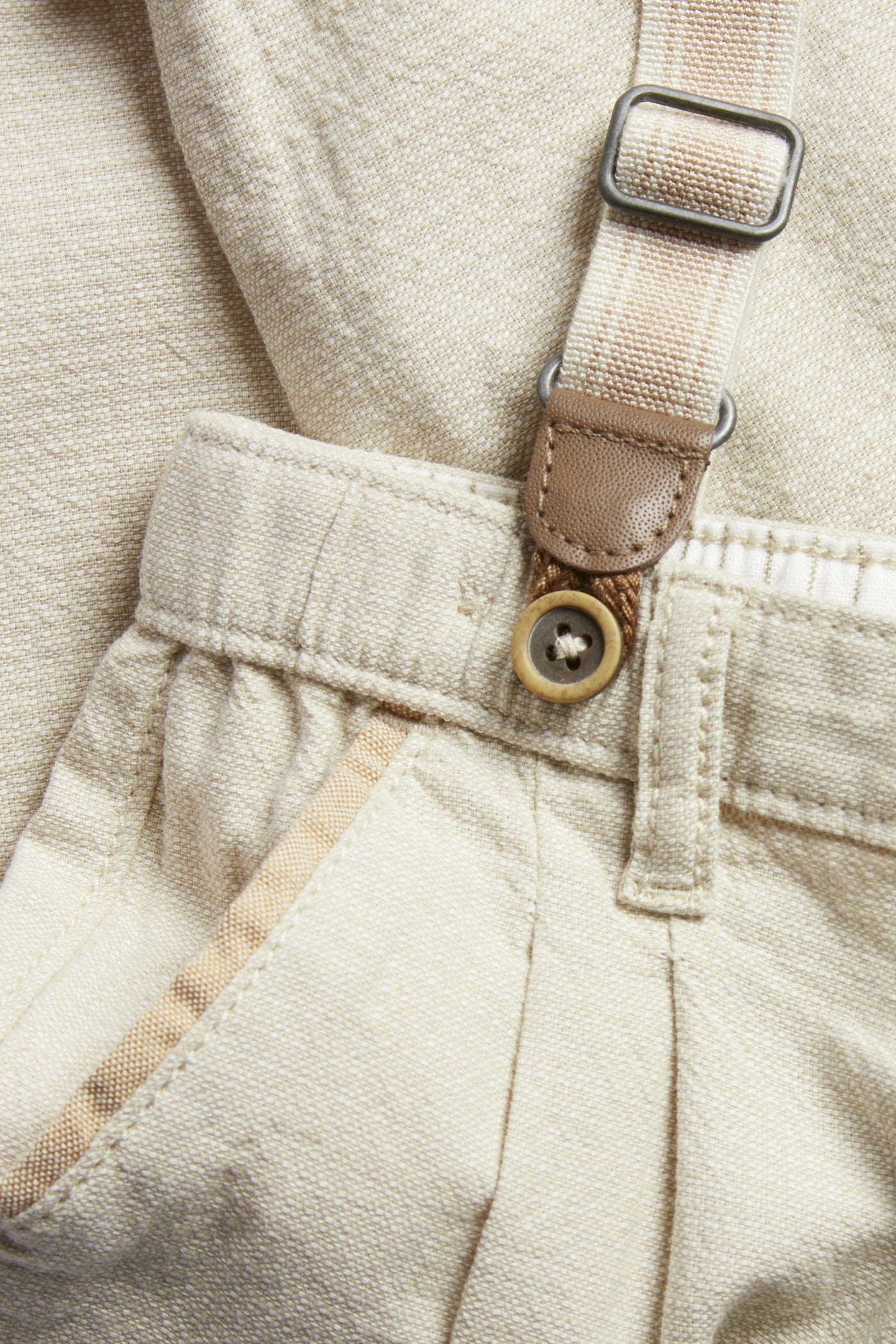 Baby beige woven trousers with suspenders