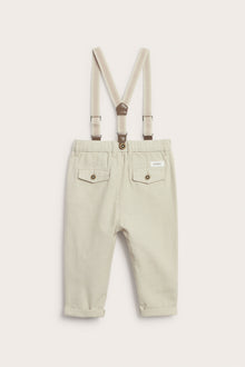 Baby beige woven trousers with suspenders
