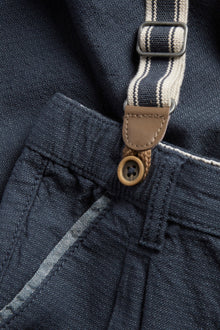 Baby blue woven trousers with suspenders