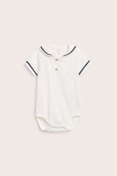 Baby white short sleeve sailor bodysuit