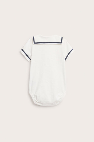 Baby white short sleeve sailor bodysuit