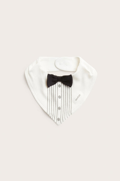 Baby white bow tie bib