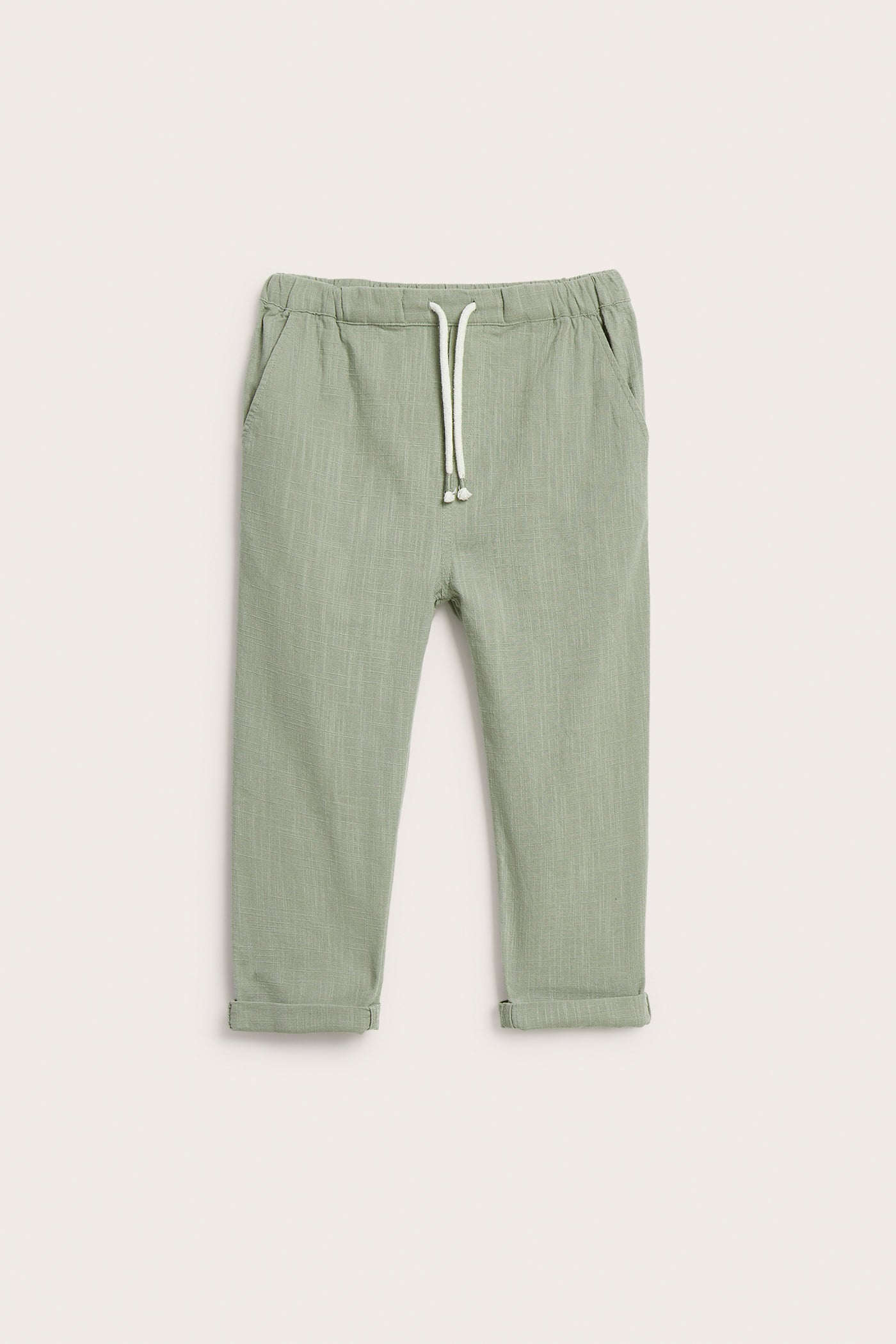 Kids' green textured woven trousers